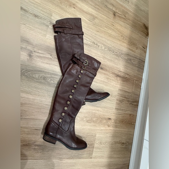 Brown genuine Leather over the Knee-High Boots - Picture 1 of 6